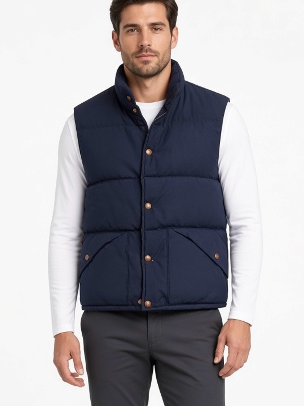 Penfield Navy Quilted Puffer Vest with Snap Buttons
